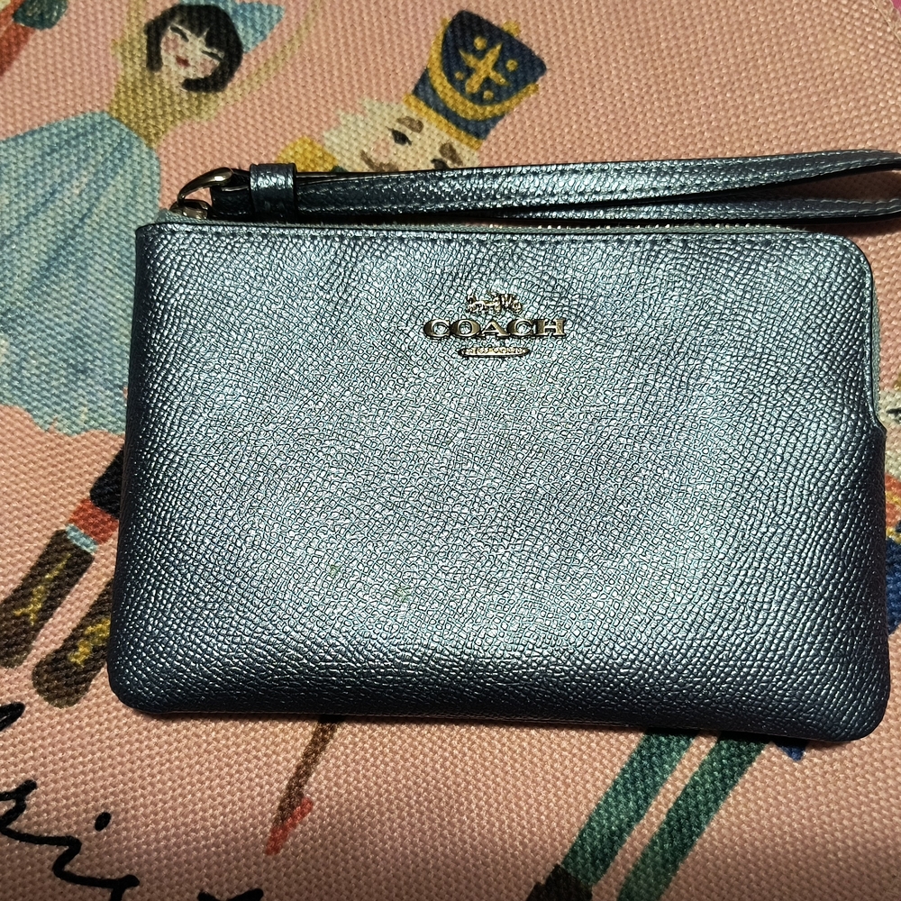 Coach Metallic Blue Women's Wristlet